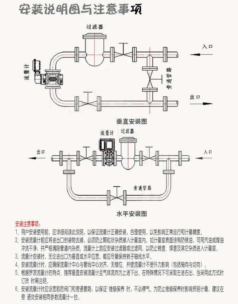 ic卡氣體羅茨流量計安裝說明圖