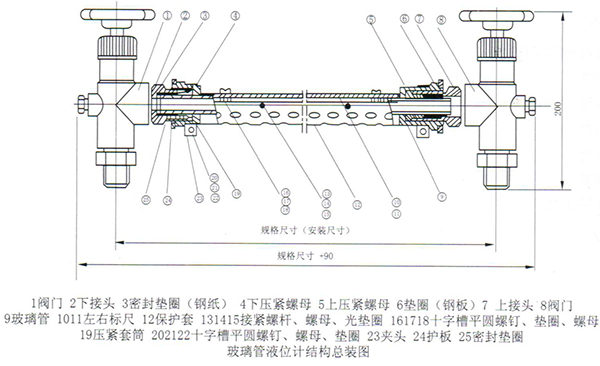 玻璃板液位計結構圖